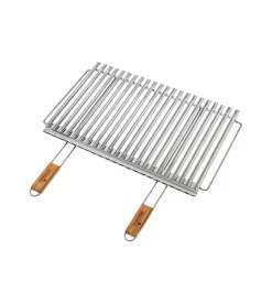 Outlet Graticola biologica inox con manici in bamboo - 67x40cm Barbecue