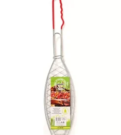 Barbecue-Ompagrill Griglia pesce a rete per barbecue in acciaio 14,4x64,5 cm