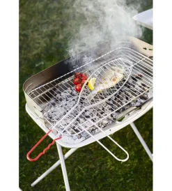 Barbecue-Ompagrill Griglia pesce a rete per barbecue in acciaio 14,4x64,5 cm