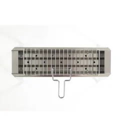 Barbecue-Lisa Griglietta per cuocispiedini in ferro cromato con manico, 37x13 cm -