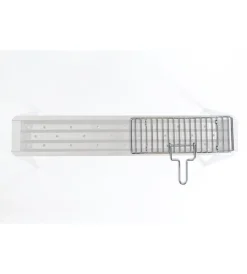 Barbecue-Lisa Griglietta per cuocispiedini in ferro cromato con manico, 37x13 cm -