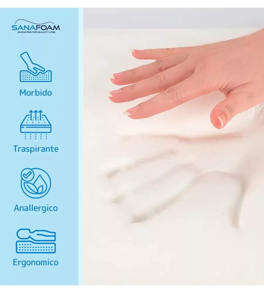 Letti E Comodini|Guanciale ortocervicale in memory foam "onda" 66x42 cm