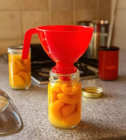 Conservazione Alimenti|Imbuto per vasi da conserva in plastica rosso