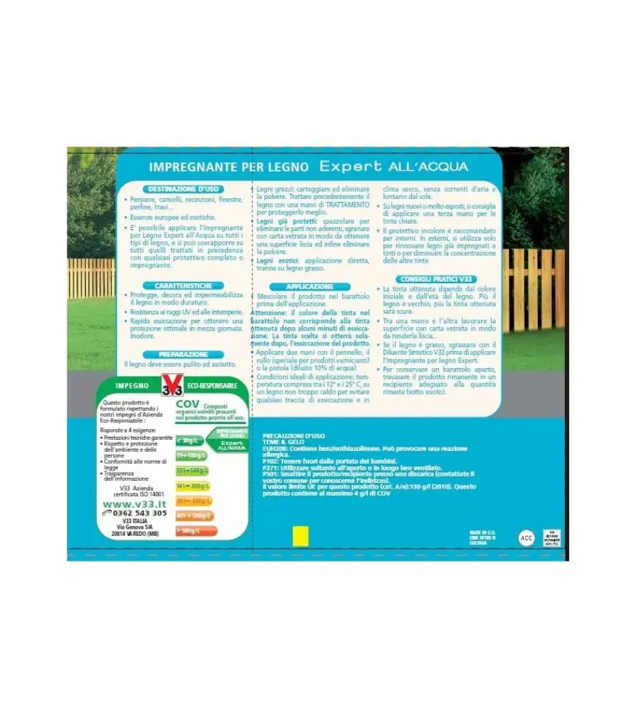 Impregnanti Legno-V33 Impregnante ad acqua "expert" incolore 2,5 litri