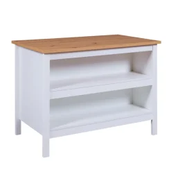 Cucina|Isola multifunzione bianco e rovere, 124x75x91,5 cm