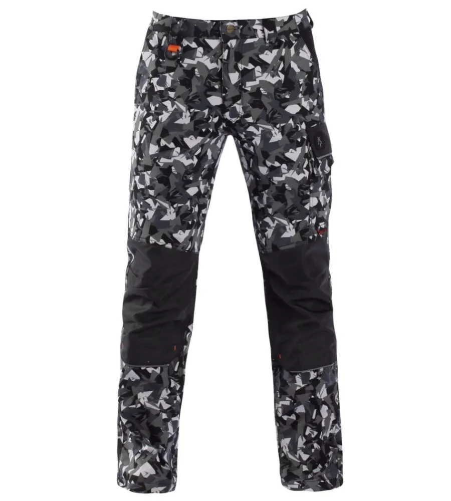 Pantaloni|Pantaloni-Kapriol pantalone da lavoro "tenere pro" camouflage grigio, tg l