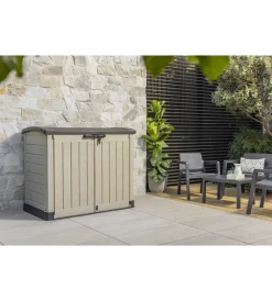 Contenitori Da Esterno-Keter - porta attrezzi multiuso in resina "store it out arc" - 1200 lt 146x82x120 cm beige