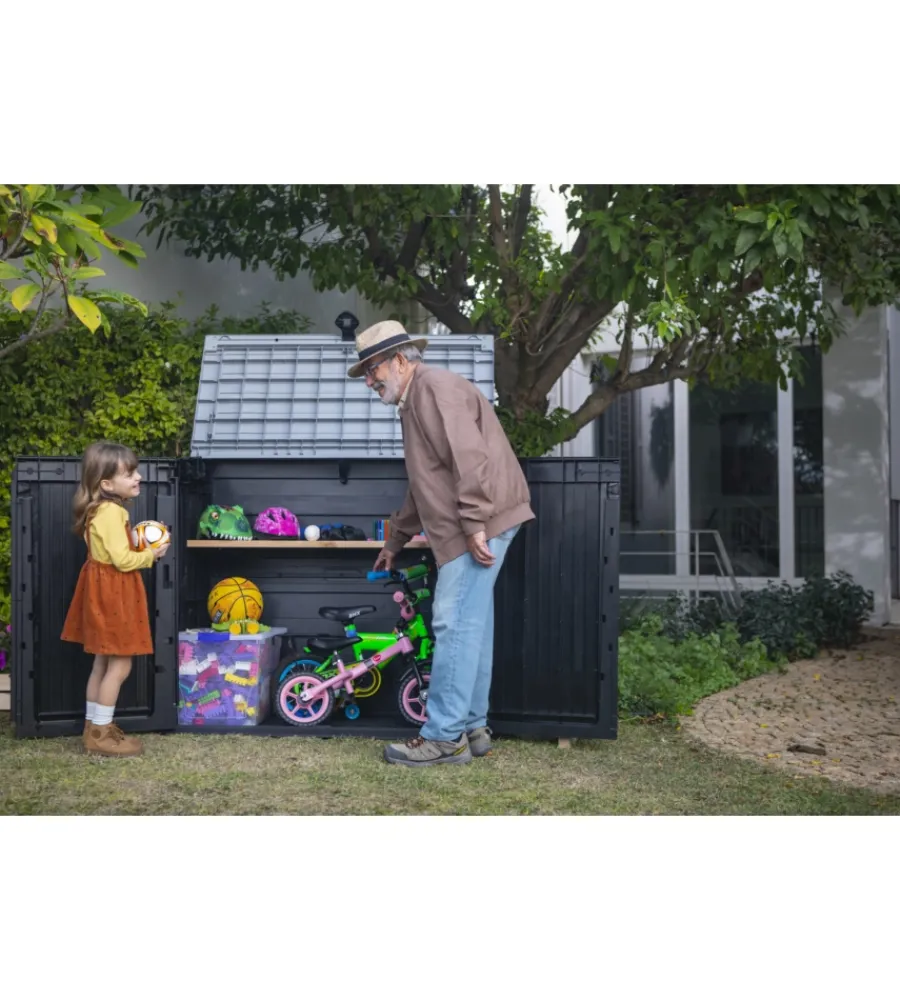 Keter Contenitori Da Esterno|- portattrezzi multiuso in resina "store it out midi" - 880 lt 132x71,5x113,50 cm nero