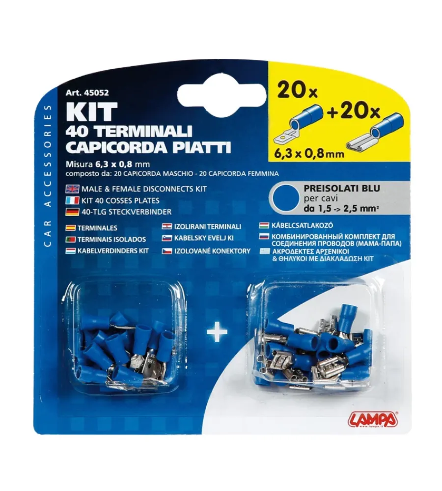 Elettrico-Lampa Kit 40 capicorda piatti blu 45052