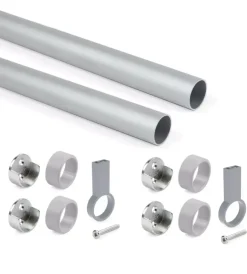 Emuca Armadi|Kit 2 tubi per armadio alluminio color grigio, 1150 mm