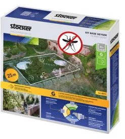 Attrezzatura Giardinaggio-Stocker Kit antizanzare giardino "base" per geyser nebulizzatore 25 m di tubo, 10 ugelli, 10 raccordi a t, 3 tappi di chiusura e 5 fermatubo