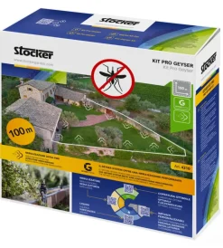 New Kit antizanzare giardino "pro" per geyser nebulizzatore 100 m di tubo, 40 ugelli, 40 raccordi a t, 5 raccordi dritti, 5 raccordi a l, 5 tappi di chiusura e 20 fermatubo Attrezzatura Giardinaggio