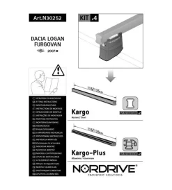 Nordrive Portaggio|Kit attacchi per barre auto portatutto dacia logan furgovan 09> (2 barre) n30252