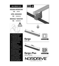 Nordrive Portaggio|Kit attacchi per barre auto portatutto renault master 98>, opel movano 98>,n n30123