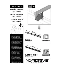 Nordrive Portaggio|Kit attacchi per barre auto portatutto citroen berlingo 95>06 peugeot partne  n30012