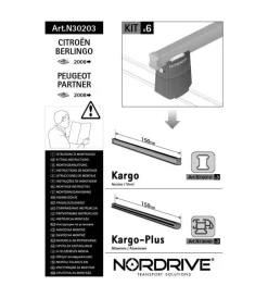 Nordrive Portaggio|Kit attacchi per barre auto portatutto citroen berlingo peugeot partner 07> n30203