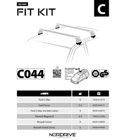 Nordrive Portaggio|Kit attacchi per barre auto portatutto renault megane  3/5d 10/0211/08,scen  n21044