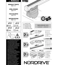 Nordrive Portaggio|Kit attacchi per barre auto portatutto renault trafic opel vivaro 14 fiat n30323