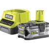 Ryobi Batterie E Caricatori Per Macchine Giardinaggio|Kit caricabatterie singolo e batteria di ricambio "rc18120-150" 18v 5ah