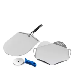Gimetal Forni Pizza|Kit "casa mia" con pala 30 cm, vassoio e rotella 10 cm -