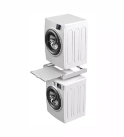 Mobili Bagno|Kit di sovrapposizione universale per lavatrice e asciugatrice "torre green" bianco 59,4x8,4x63,4 cm