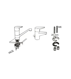 Rubinetti Vari|Kit fissaggio rubinetti a 2 staffe 6 mm.