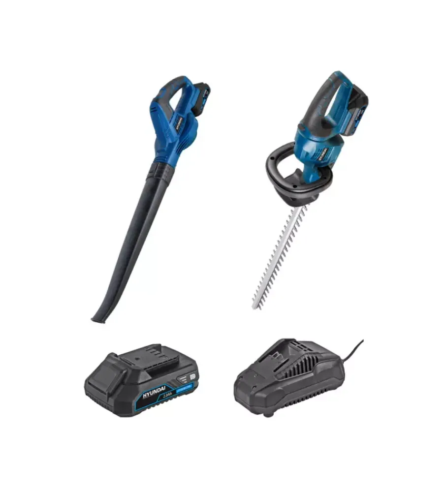 Tagliasiepi|Kit hyundai tagliasiepi e soffiatore a batteria 20v 2ah e caricabatterie