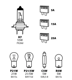 Elettrico-Lampa Kit de di ricambio 8 pz, alogena h7 - 12v  58157