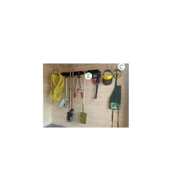 Casette Da Giardino|Kit organizzazione per casette in legno "kit 2" mensole, portascope, attaccapanni, pannello porta chiavi e cacciaviti, porta attrezzi pesanti