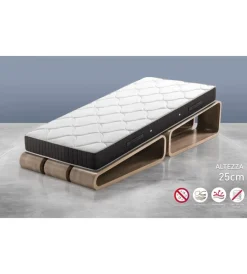 Letti E Comodini- Kit rete a doghe wireless dormir con materasso e guanciale in memory 190x80 cm