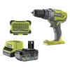 Ryobi Trapani E Avvitatori|Kit trapano a percussione a batteria "r18pd3-140sa" con set punte 18v 4ah e caricabatterie