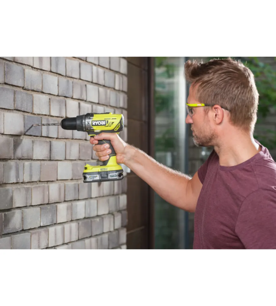 Ryobi Trapani E Avvitatori|Kit trapano a percussione a batteria "r18pd3-140sa" con set punte 18v 4ah e caricabatterie