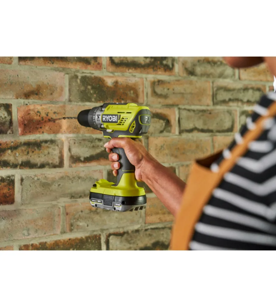 Ryobi Trapani E Avvitatori|Kit trapano a percussione a batteria "r18pd3-140sa" con set punte 18v 4ah e caricabatterie