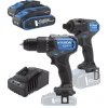 Trapani E Avvitatori-Hyundai Kit trapano a percussione e avvitatore a batteria 2 batterie 20v 2ah e caricabatterie - cod. 25850