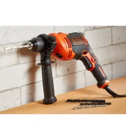 Trapani E Avvitatori-Black+Decker Kit valigetta trapano a percussione elettrico 