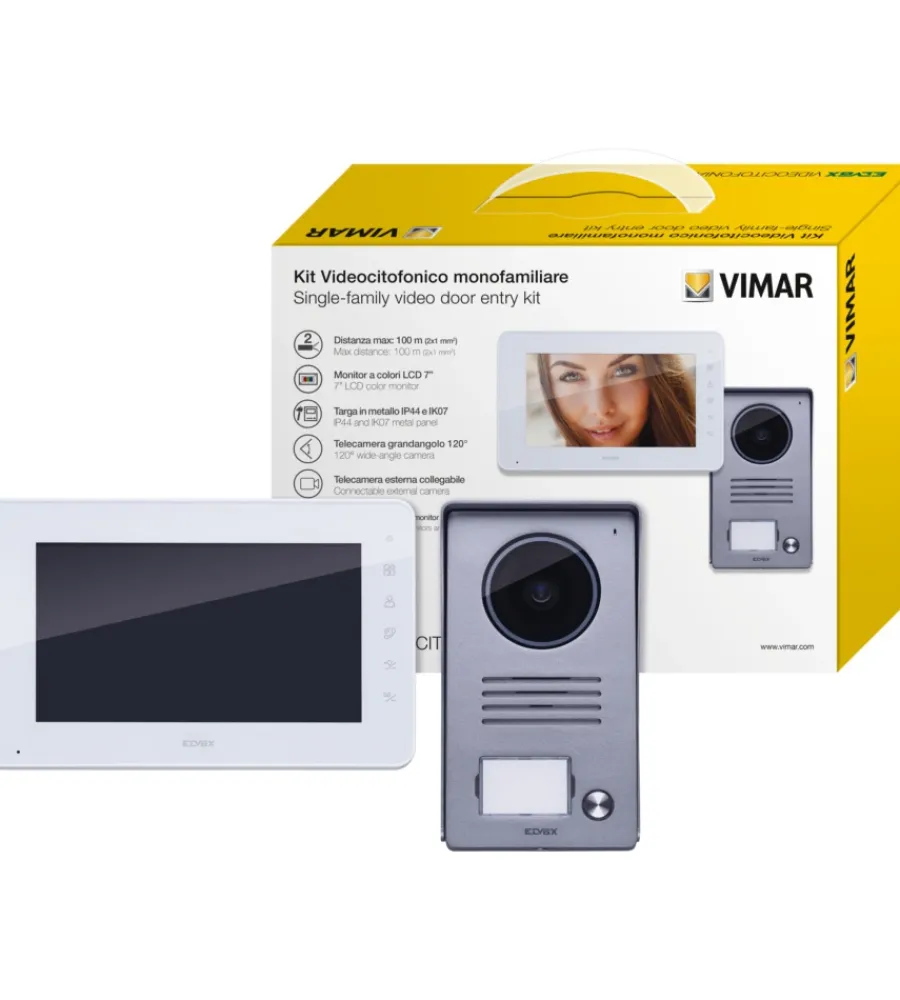 Vimar Citofoni E Videocitofoni|Kit videocitofonico da parete monofamiliare con vivavoce intercomunicante
