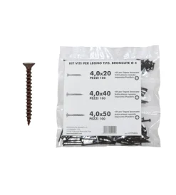 Sistemi Di Fissaggio- Kit viti per legno t.p.s. bronzate ø 4 - 300 pz.