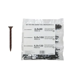 Sistemi Di Fissaggio- Kit viti per legno t.p.s. bronzate ø 6 - 75 pz.