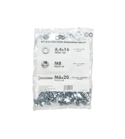 Sistemi Di Fissaggio|Kit viti testa esagonale m8 x 20 + dadi + rondelle - 200 pz.