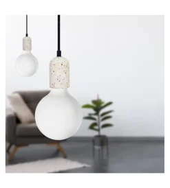Illuminazione Per Interno- Lampada a sospensione cemento bianca 1,5 mt, e27