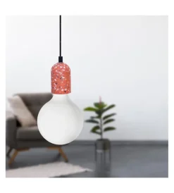 Illuminazione Per Interno- Lampada a sospensione cemento rossa 1,5 mt, e27