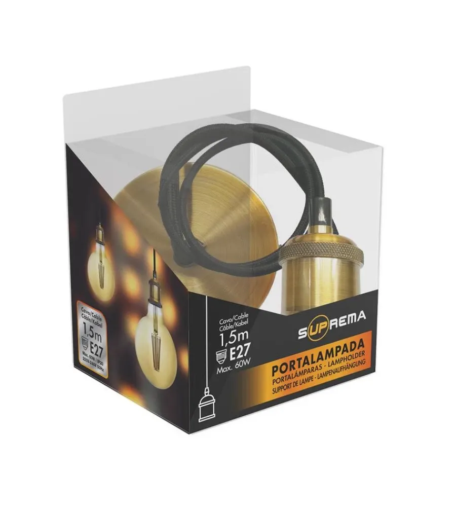 Illuminazione Per Interno- Lampada a sospensione "pendel" ottone 1,5 mt, e27