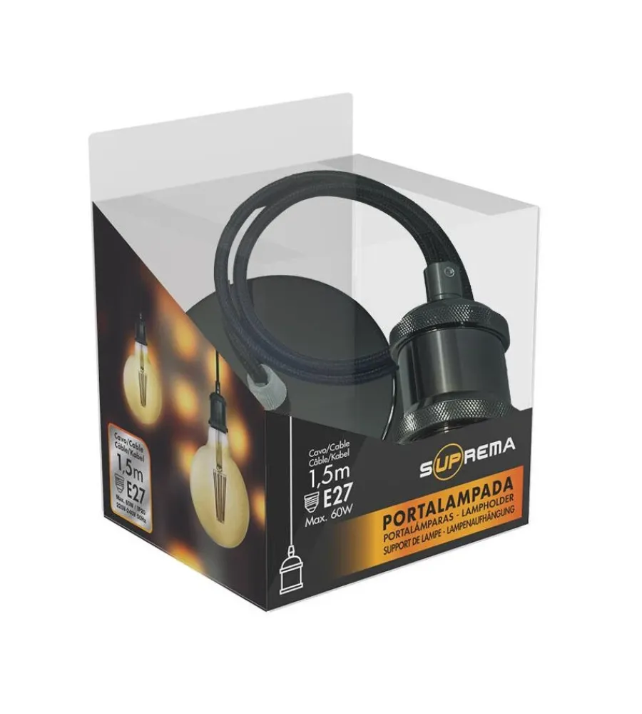 Illuminazione Per Interno- Lampada a sospensione "pendel" nero 1,5 mt, e27