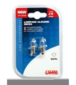 Elettrico-Lampa da alogena micro 12v - h6w - 6w - bax9s - 2 pz  - d/blister  58128
