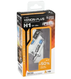 Elettrico- Lampada alogena 12v xenon plus +50% luce - h1 - 55w - p14,5s - 2 pz - scatola 58620