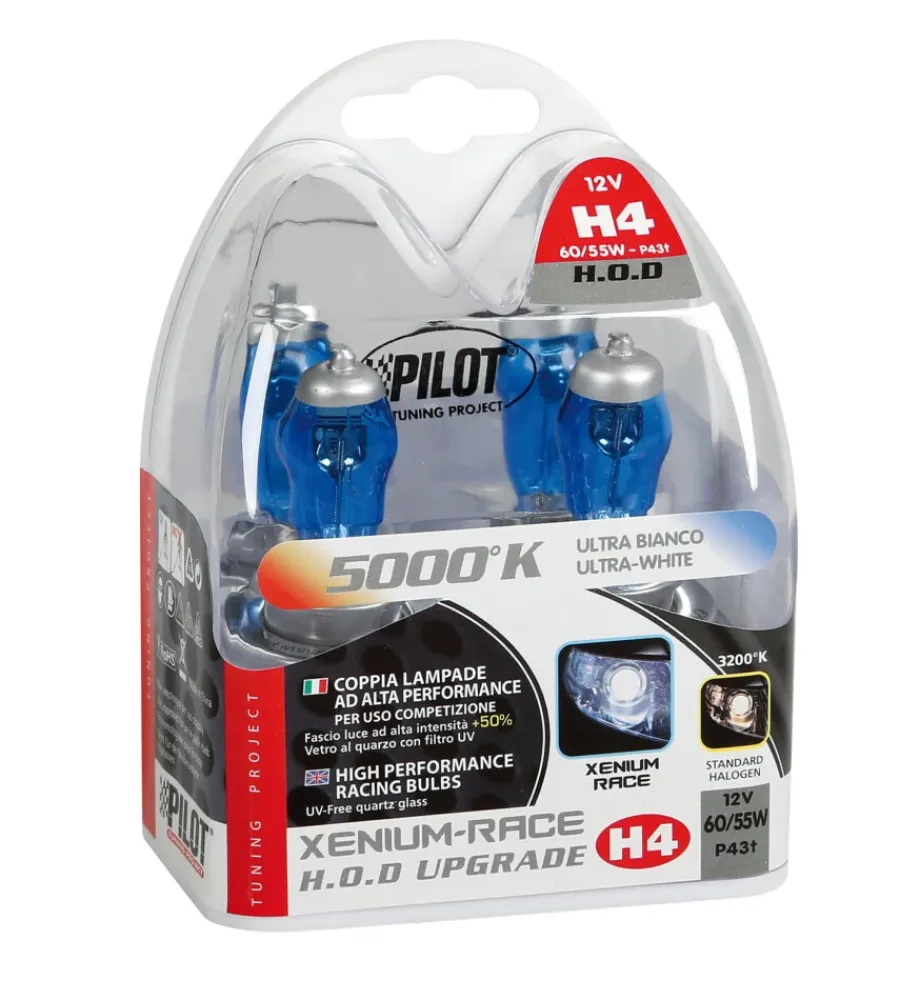 Elettrico- Lampada alogena xenium race 12v - h4 - 60/55w - p43t - 2 pz - scatola plast 58178