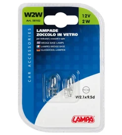 Elettrico-Lampa da con zoccolo vetro 12v - w2w - 2w - w2,1x9,5d - 2 pz  - d/blister  58102