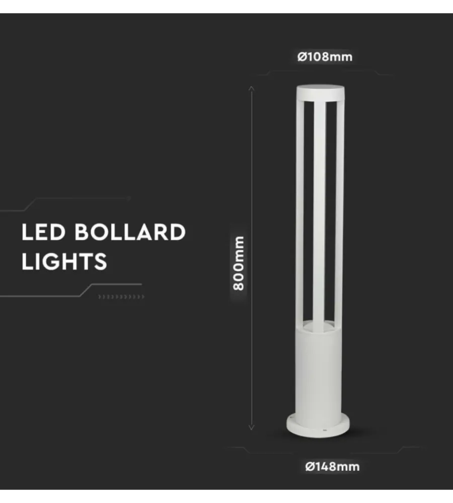 Illuminazione Per Esterno- Lampada da esterno colore bianco con altezza 80 cm, 10 w 4000 k