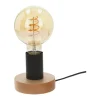 Outlet Lampada da tavolo "figo" rotonda legno e metallo, e27 Illuminazione Per Interno