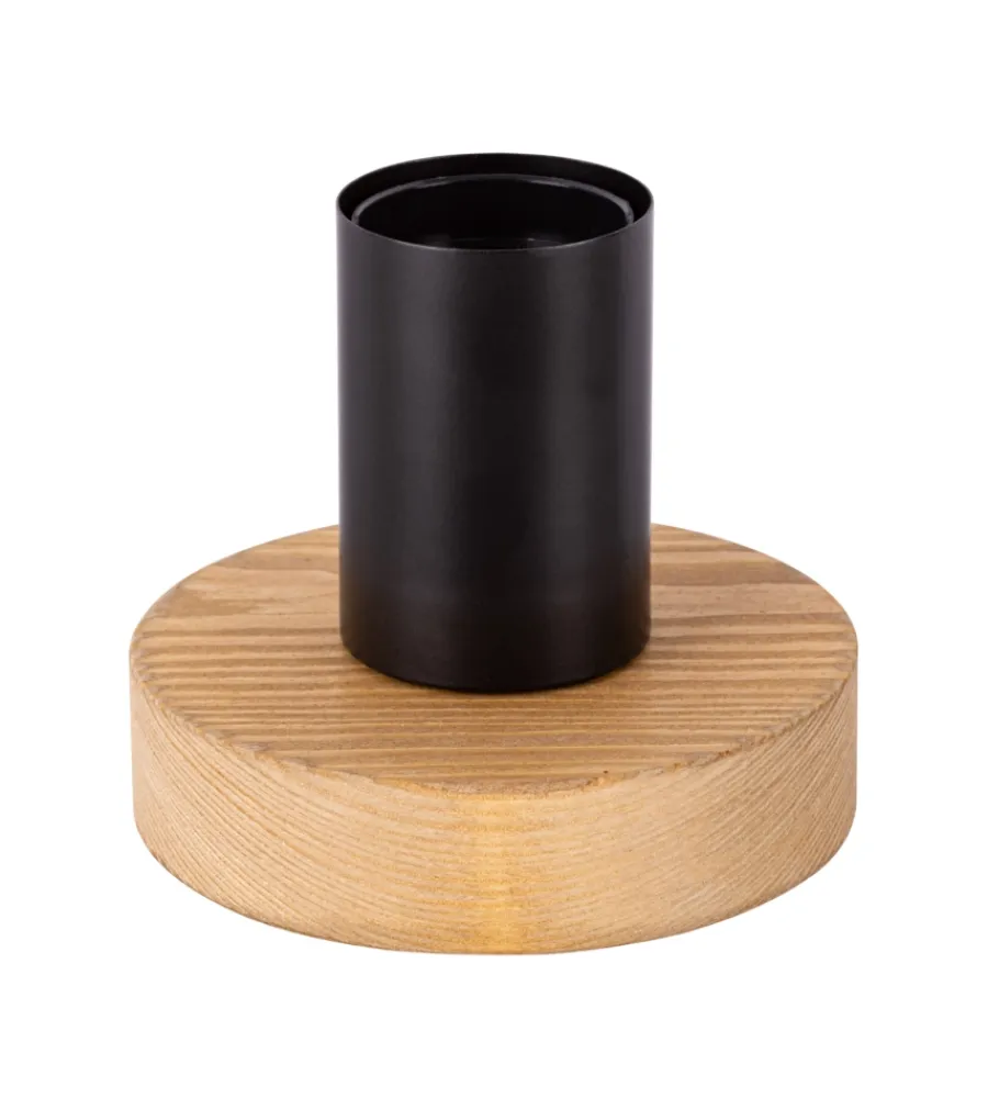 Outlet Lampada da tavolo "figo" rotonda legno e metallo, e27 Illuminazione Per Interno